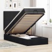 Estructura de cama otomana con colchón tela negra 80x200cm