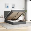 Estructura cama otomana colchón tela gris oscuro 140x200cm