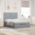 Estructura cama otomana colchón tela gris claro