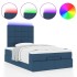 Estructura de cama otomana con colchón tela azul