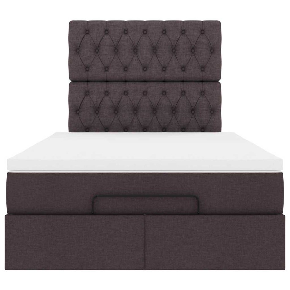 Estructura cama otomana colchón tela marrón oscuro