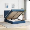 Estructura de cama otomana colchón tela azul pardo 140x200cm
