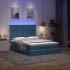 Estructura de cama otomana colchón tela azul pardo