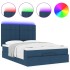 Estructura de cama otomana colchón tela azul pardo