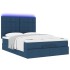 Estructura de cama otomana colchón tela azul pardo