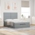 Estructura cama otomana con colchón tela gris claro 140x190