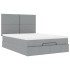 Estructura cama otomana con colchón tela gris claro 140x190