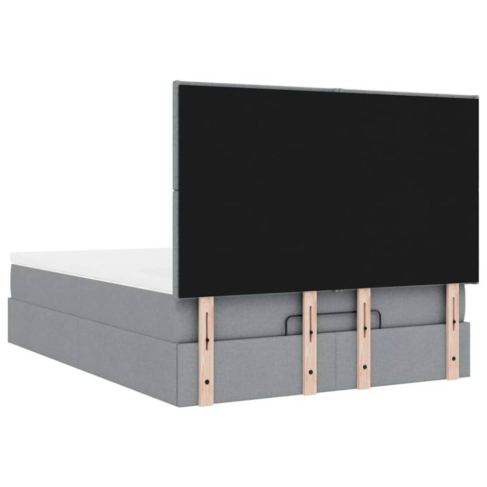 Estructura cama otomana con colchón tela gris claro 140x190