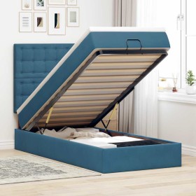 Estructura cama otomana colchones terciopelo azul