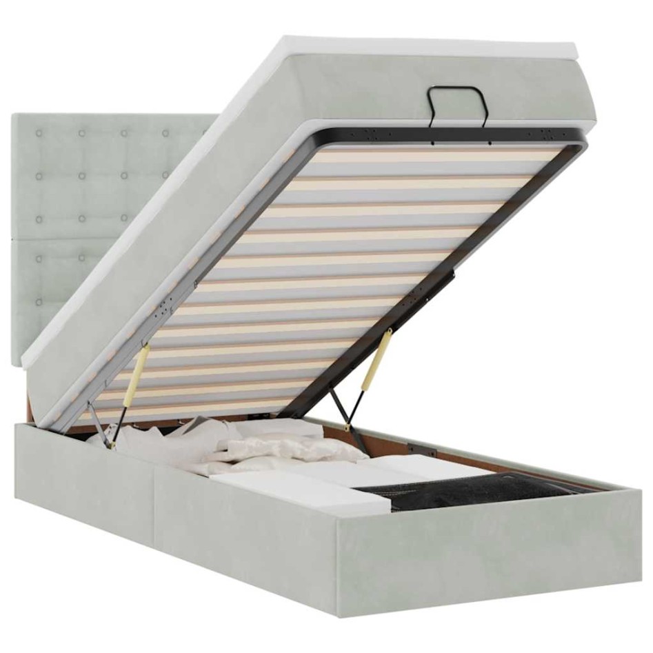 Estructura cama otomana colchones gris claro