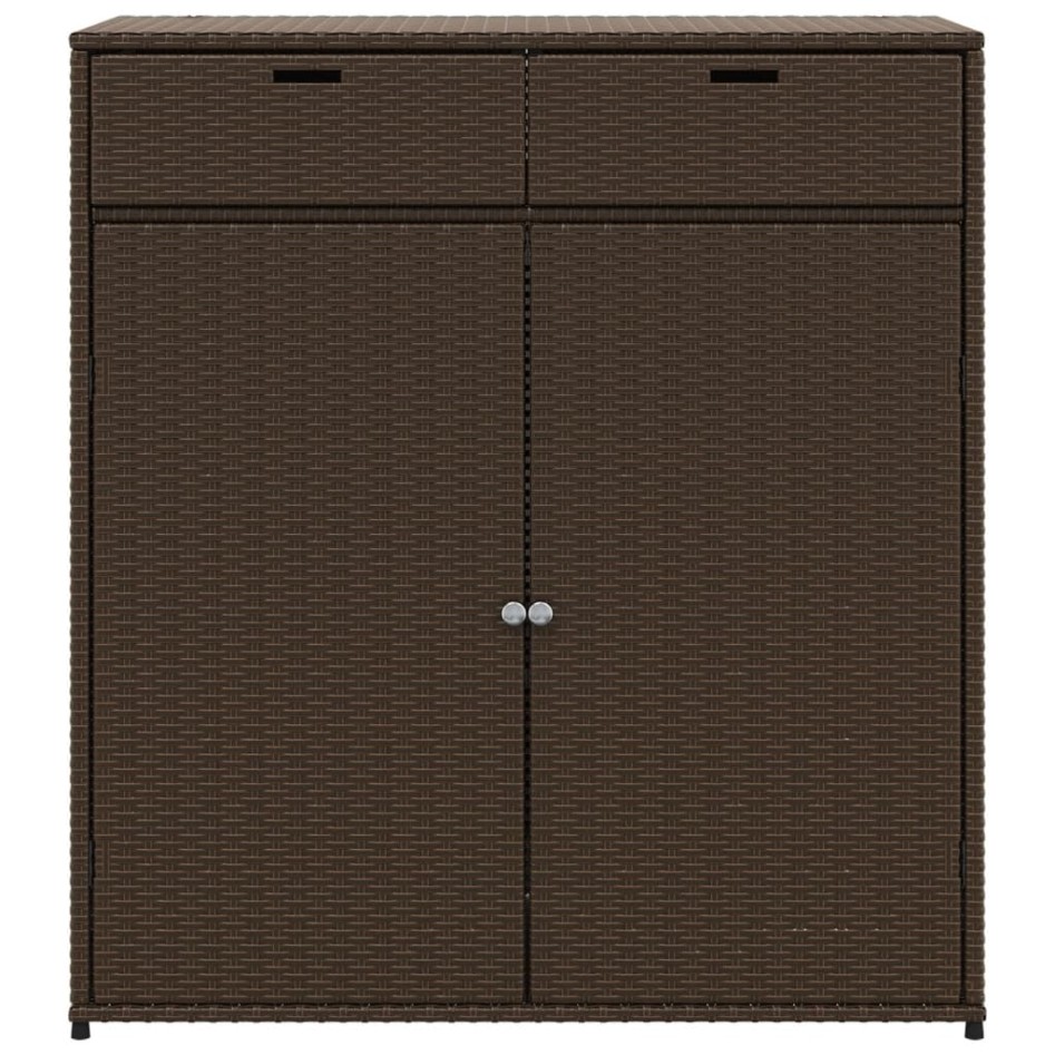 Armario de almacenaje de jardín ratán PE marrón 105x55x113