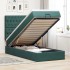 Estructura de cama otomana colchones terciopelo verde