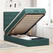 Estructura de cama otomana colchones terciopelo verde oscuro