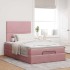 Estructura de cama otomana colchones terciopelo rosa