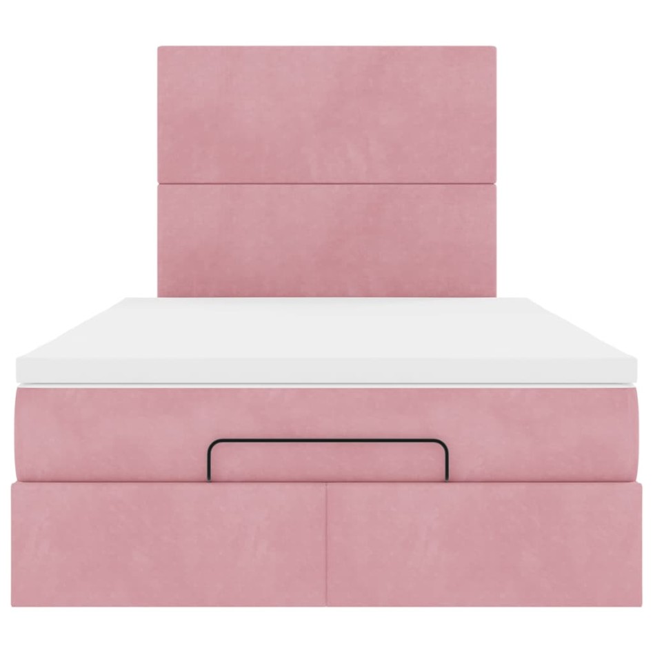 Estructura de cama otomana colchones terciopelo rosa
