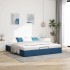 Estructura de cama otomana sin colchón tela azul 200x200