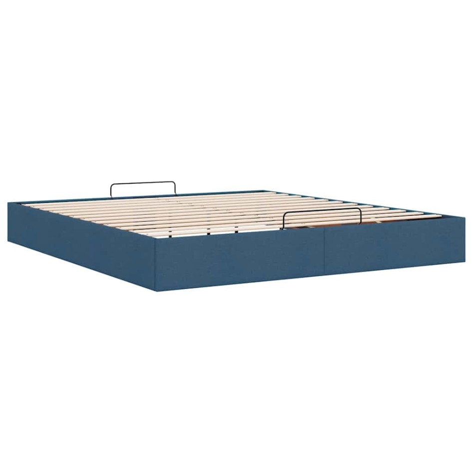 Estructura de cama otomana sin colchón tela azul 200x200