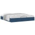 Estructura de cama otomana sin colchón tela azul
