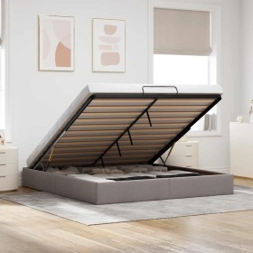 Estructura cama otomana sin colchón tela gris pardo 180x200