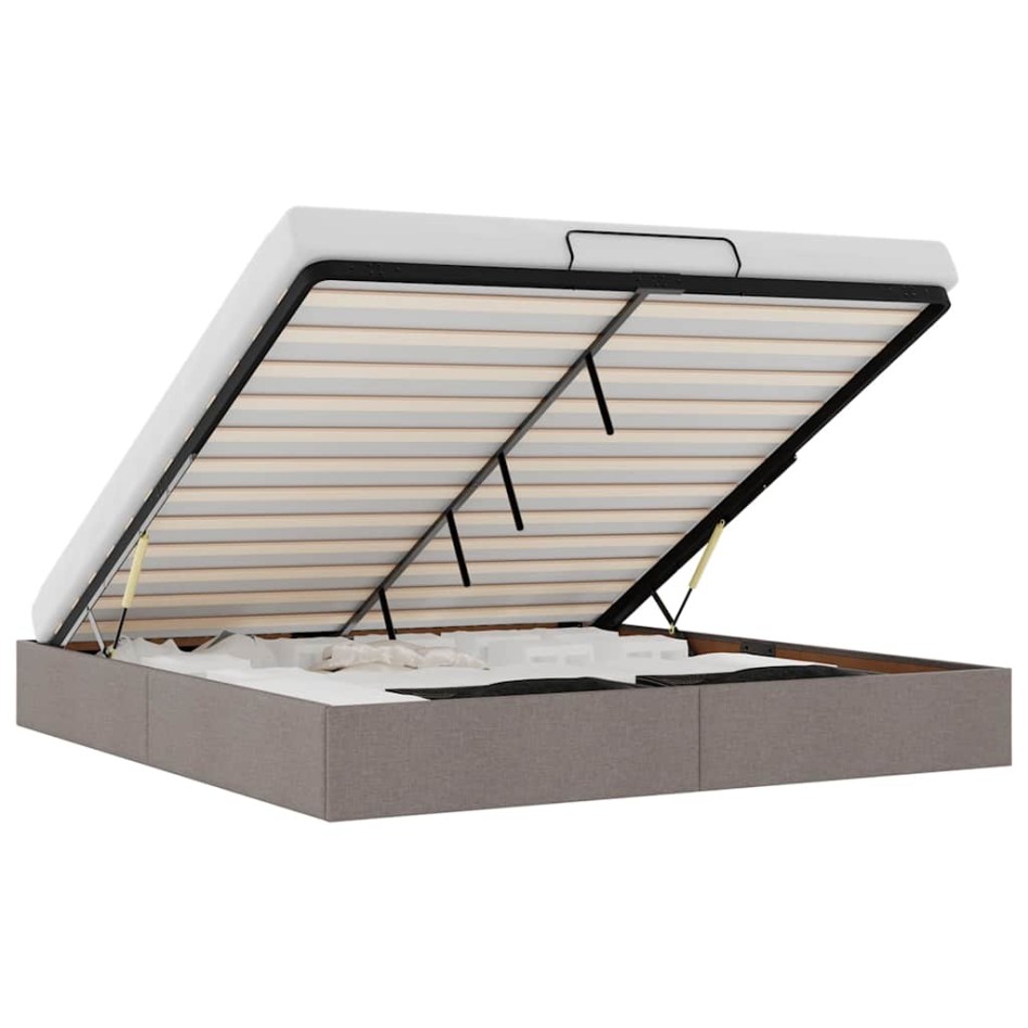 Estructura cama otomana sin colchón tela gris pardo 180x200