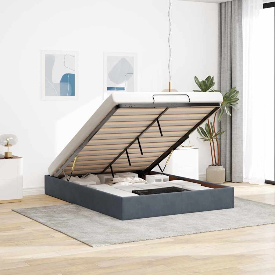 Estructura cama otomana sin colchón gris oscuro