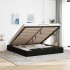 Estructura de cama otomana sin colchón tela negra 160x200