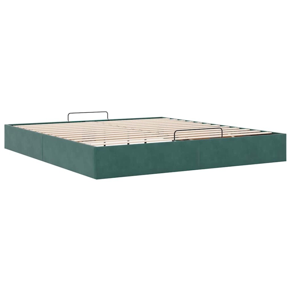 Estructura de cama otomana sin colchón verde oscuro 180x200