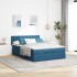Estructura de cama otomana con colchón terciopelo azul
