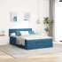 Estructura de cama otomana con colchón azul oscuro 140x200