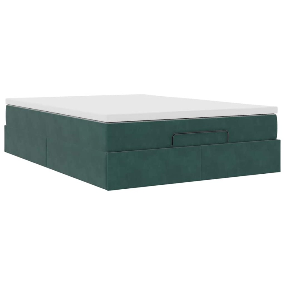 Estructura de cama otomana con colchón verde oscuro 140x200