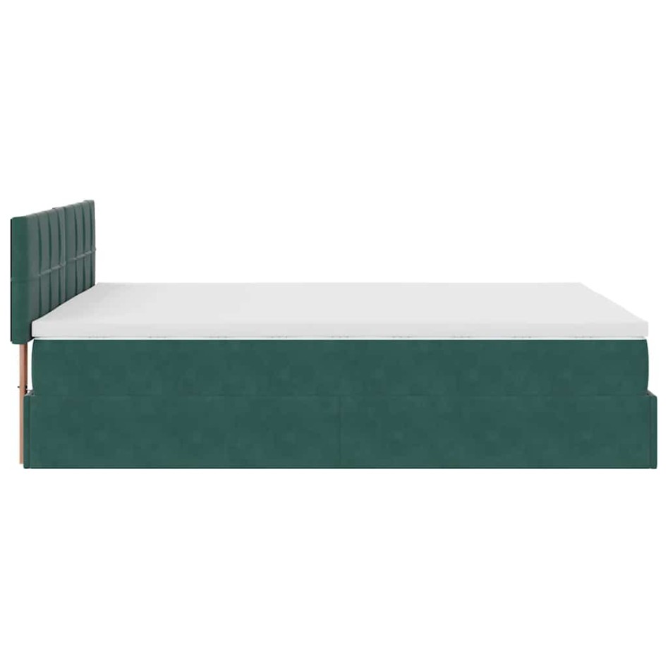 Estructura de cama otomana con colchón verde oscuro 140x200