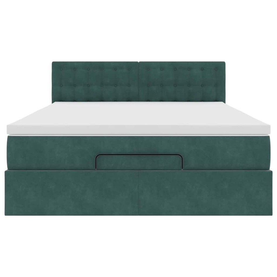 Estructura de cama otomana con colchón verde oscuro 140x200