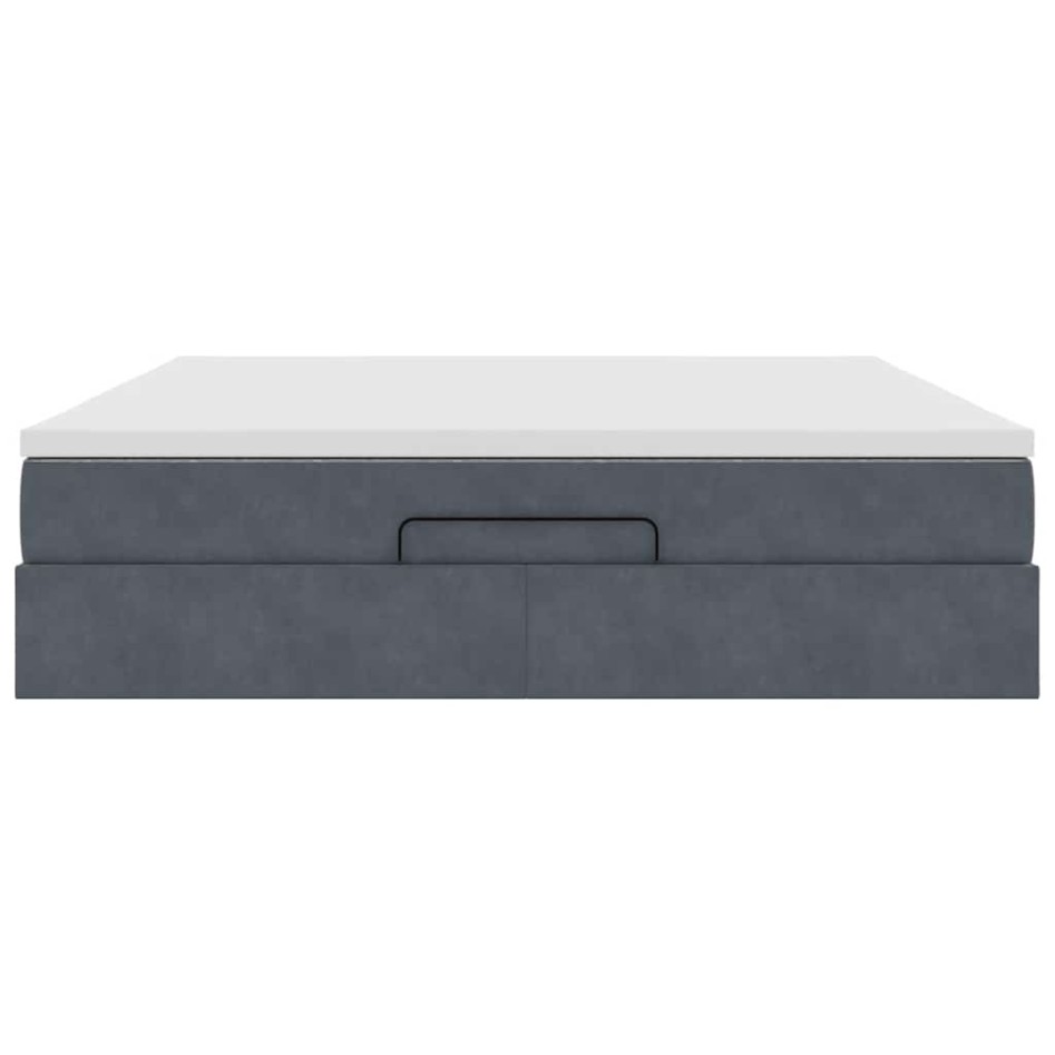 Estructura de cama otomana con colchón gris oscuro