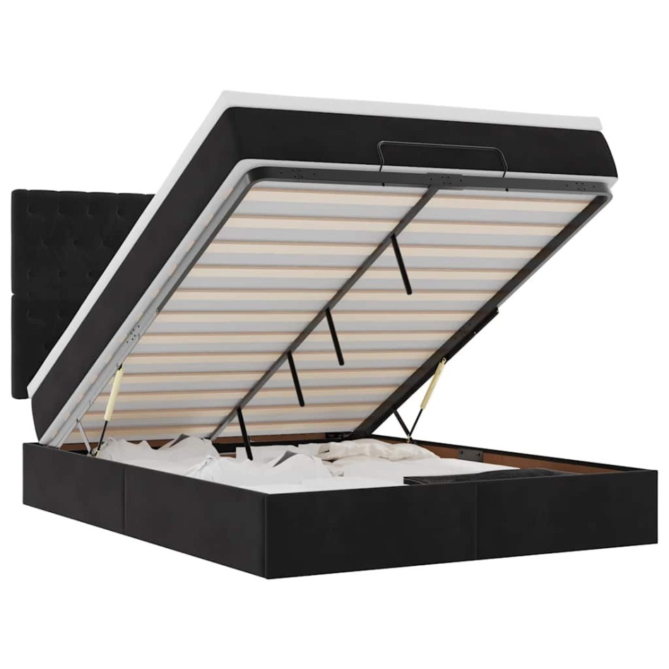 Estructura de cama otomana con colchones terciopelo