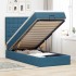 Estructura de cama otomana colchones terciopelo azul