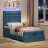 Estructura de cama otomana colchones terciopelo azul