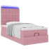 Estructura de cama otomana colchones terciopelo rosa