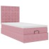 Estructura de cama otomana colchones terciopelo rosa
