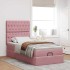 Estructura cama otomana con colchones terciopelo rosa