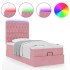 Estructura cama otomana con colchones terciopelo rosa