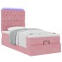 Estructura cama otomana con colchones terciopelo rosa