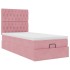 Estructura cama otomana con colchones terciopelo rosa