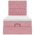 Estructura cama otomana con colchones terciopelo rosa