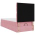 Estructura cama otomana con colchones terciopelo rosa