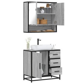 Set de muebles de baño 2 pzas madera contrachapada gris