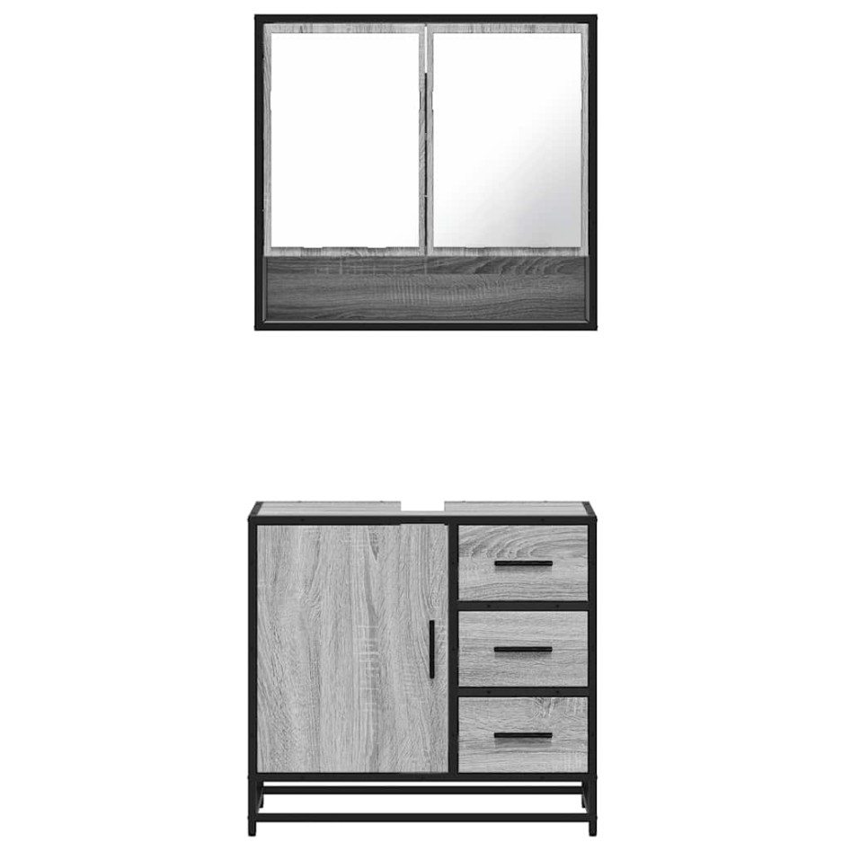 Set de muebles de baño 2 pzas madera contrachapada gris