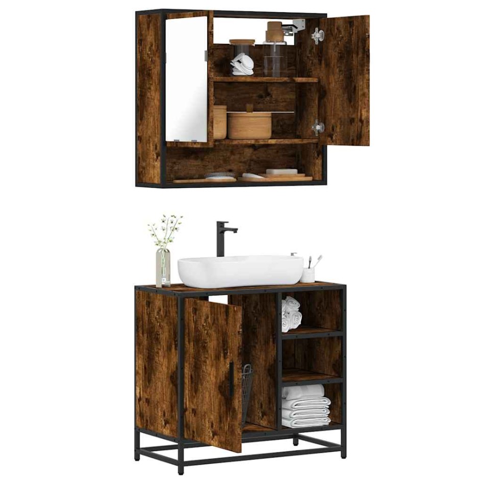 Set de muebles baño 2 pzas madera contrachapada roble
