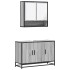 Set de muebles de baño 2 pzas madera contrachapada gris