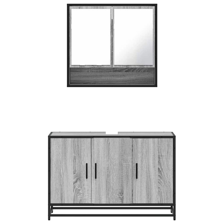 Set de muebles de baño 2 pzas madera contrachapada gris