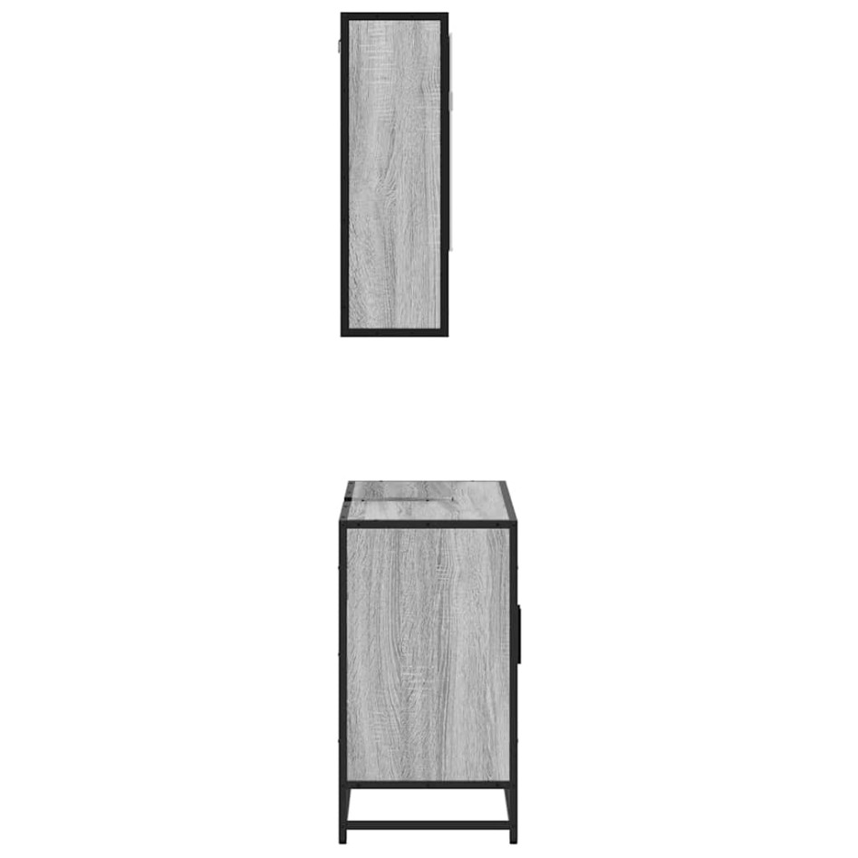 Set de muebles de baño 2 pzas madera contrachapada gris
